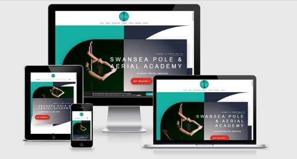 Swansea Poleand Aerial Academy - responsive website view